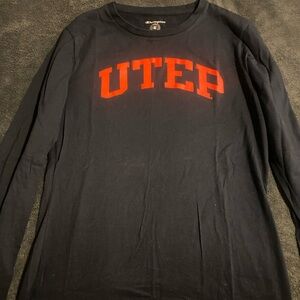 Champion Navy Blue Shirt with Orange Lettering